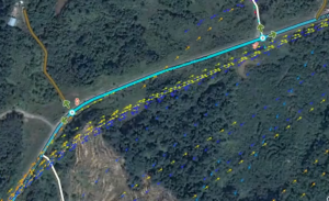 Screenshot illustrating how the GPS trails indicate that the imagery is not trustworthy.